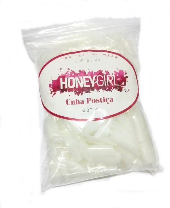 Tips Reta Natural Saco Honey Girl Unha Gel Porcelana Acrigel Com 500