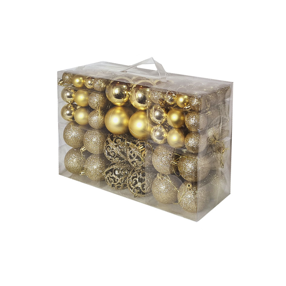 Kit C/100 Bolas de Natal Lisas/Foscas/Glitter - Dourado