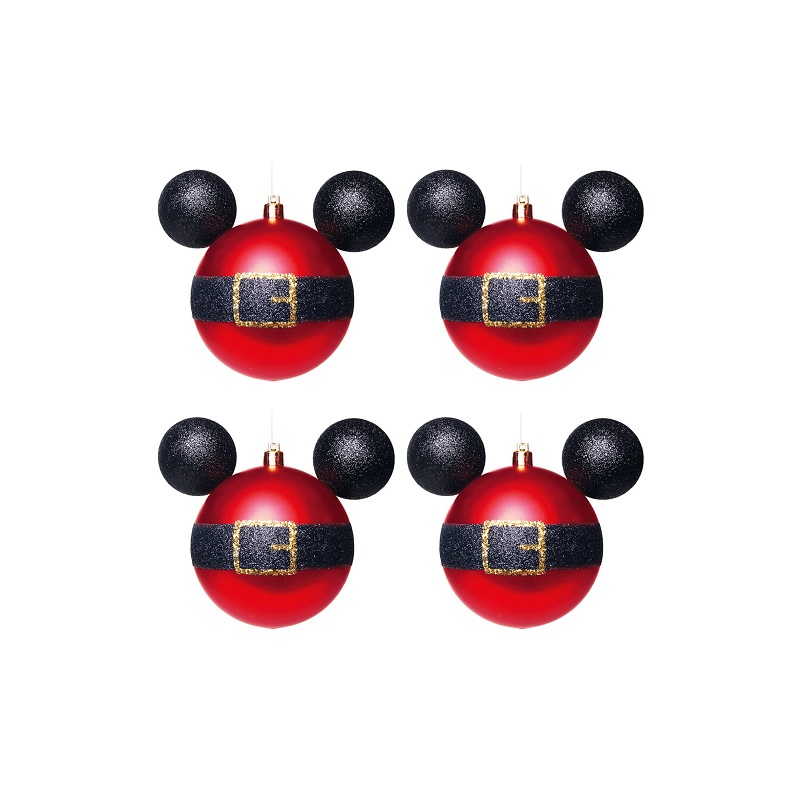 Kit C/4 Bolas de Natal 8cm - Roupa Mickey