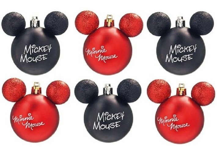 Kit C/6 Bolas de Natal 6cm - Assinatura Mickey e Minnie