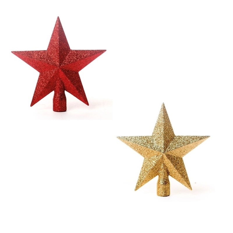 Ponteira Estrela de Árvore de Natal 25cm com Glitter - Fact Importados