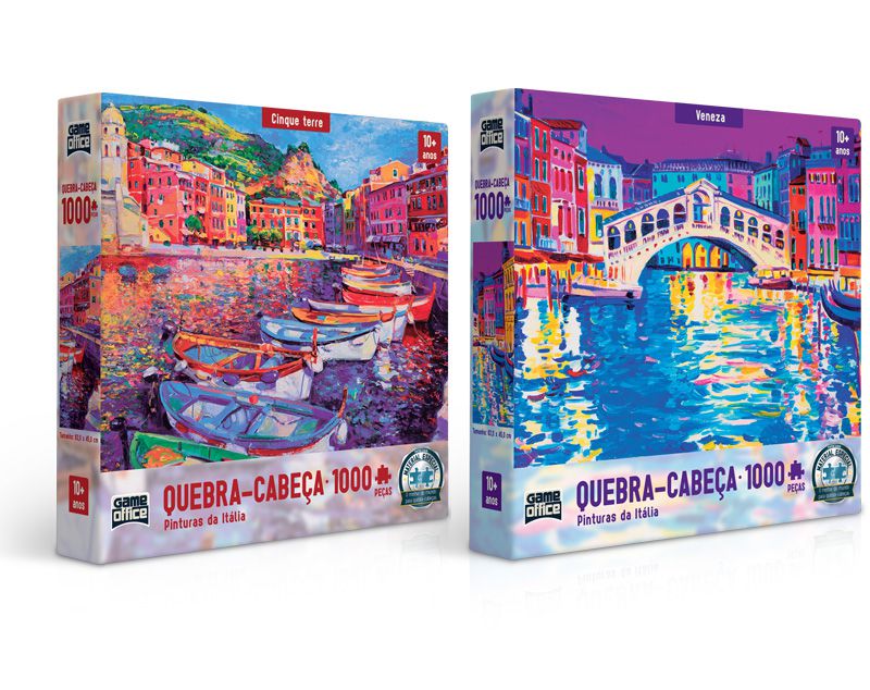 Quebra-cabeça Pinturas da Itália: Cinque Terre e Veneza - 1000 peças (2 modelos)
