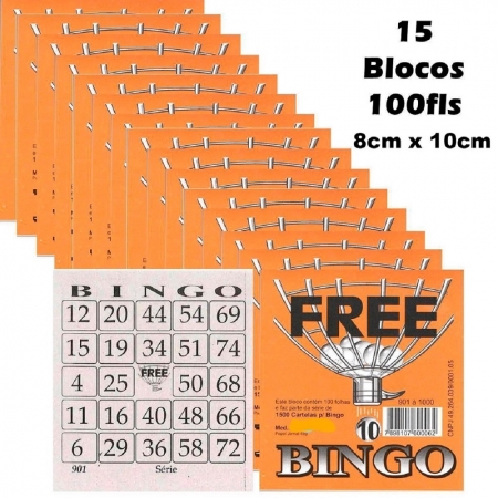 Bloco Treis Reis de Cartela Sorteio Bingo Kit C/ 15 Unidades - Ref 1016