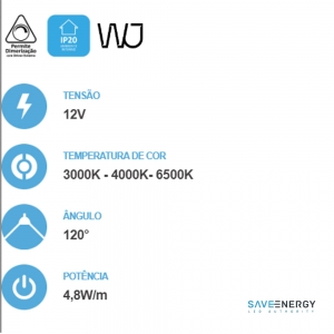 FITA LED 12V 4,8W/m IP20  6500K - 5M - SE  195.1431 - SAVE ENERGY