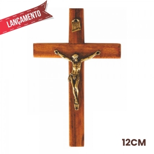 Crucifixo de Madeira para Porta e Cristo - 12cm