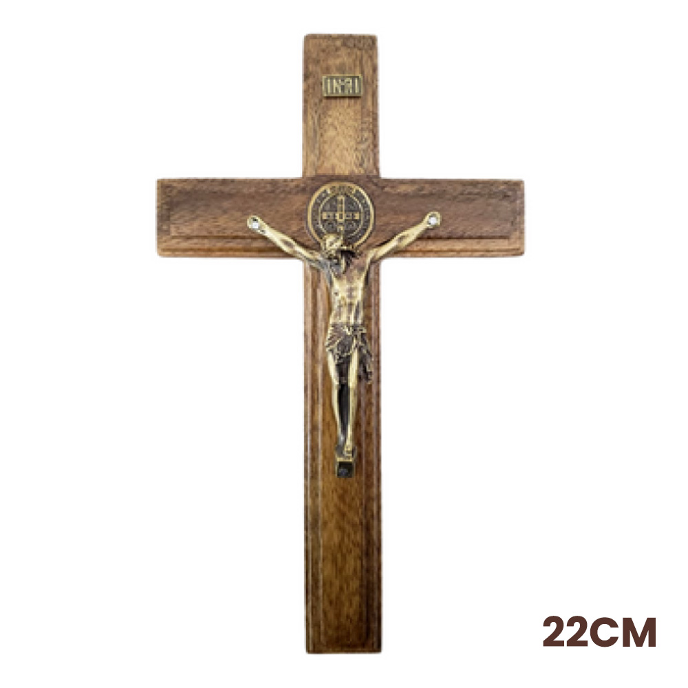 Crucifixo de Madeira para Porta e medalha São Bento  - Cursilho