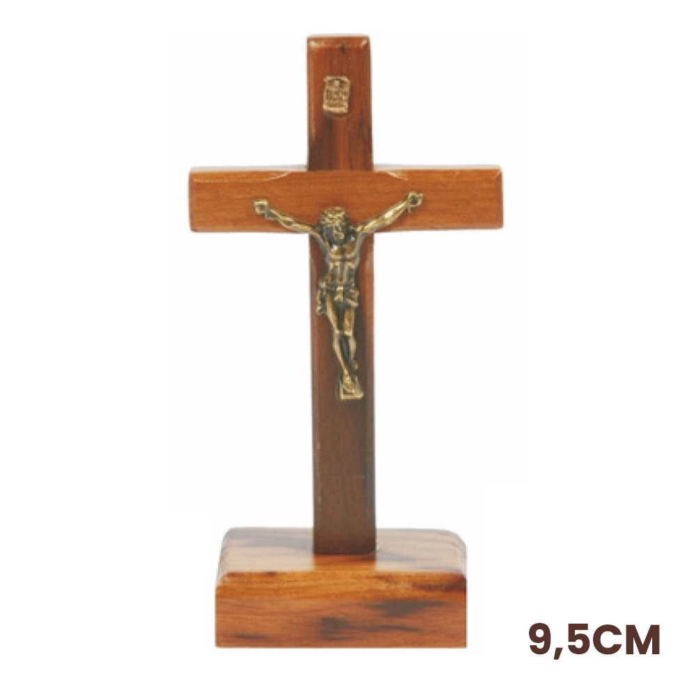 Crucifixo de Madeira com Base Fixa e Cristo - 9,5cm - Cursilho
