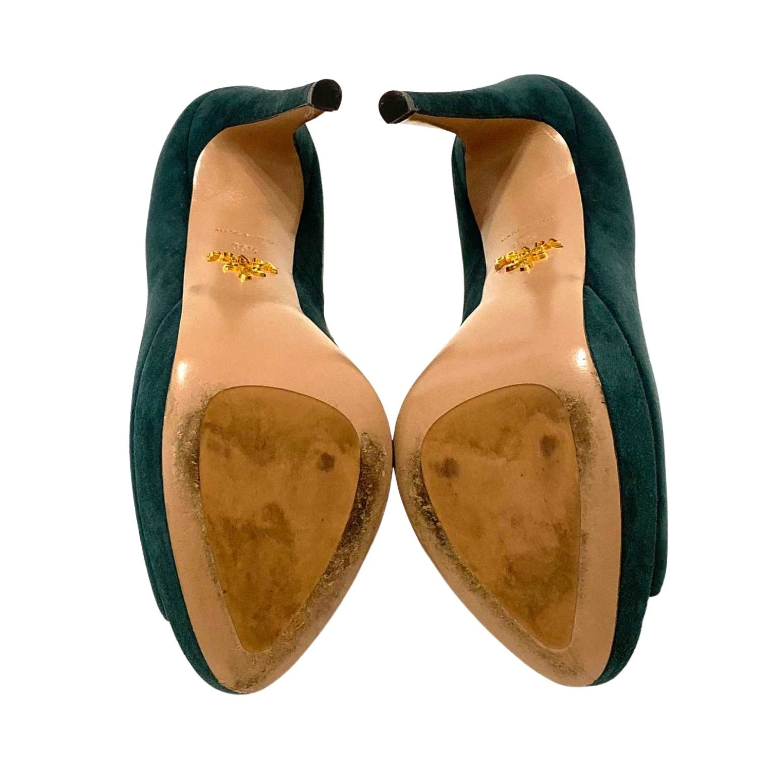 Sapato Prada Peeptoe Camurça Verde 