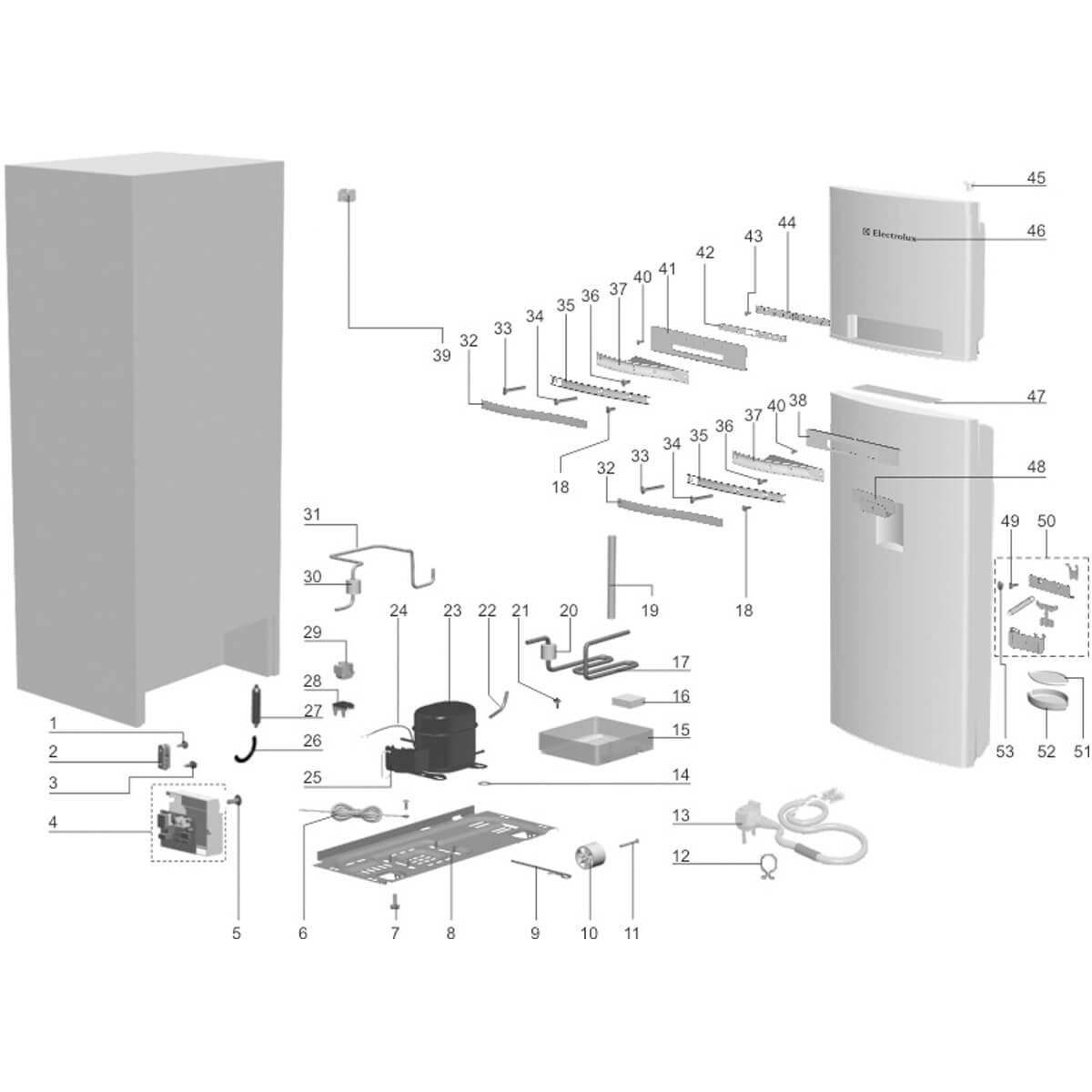 Conjunto Acionador De Água Inox Para Refrigerador Electrolux DW50X DWX50 - 70295112