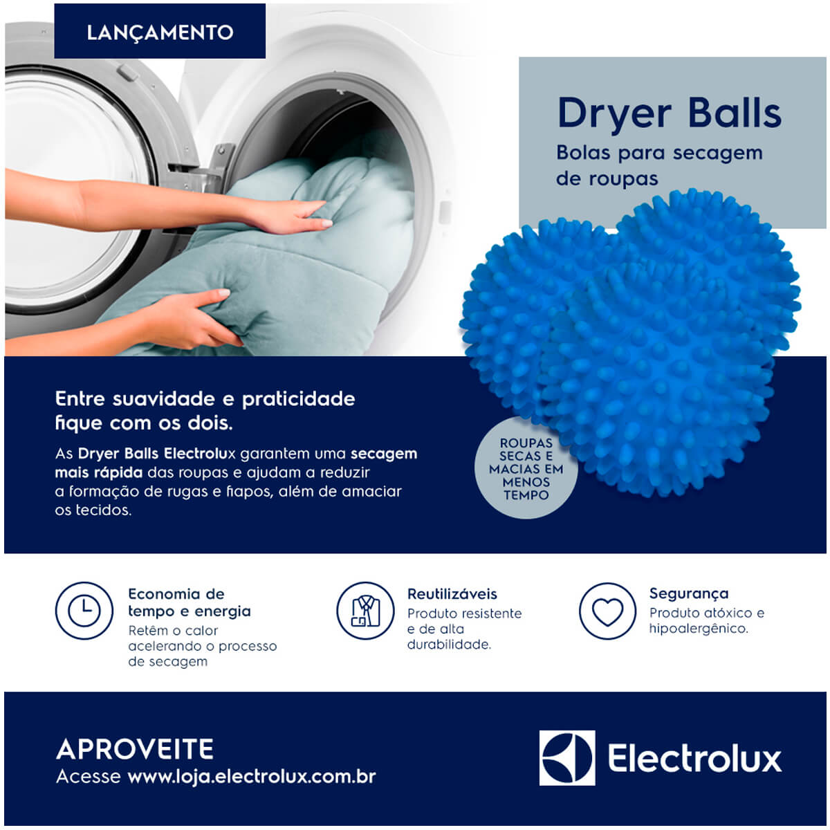Dryer Balls Electrolux Para Secadoras De Roupas - A18715301