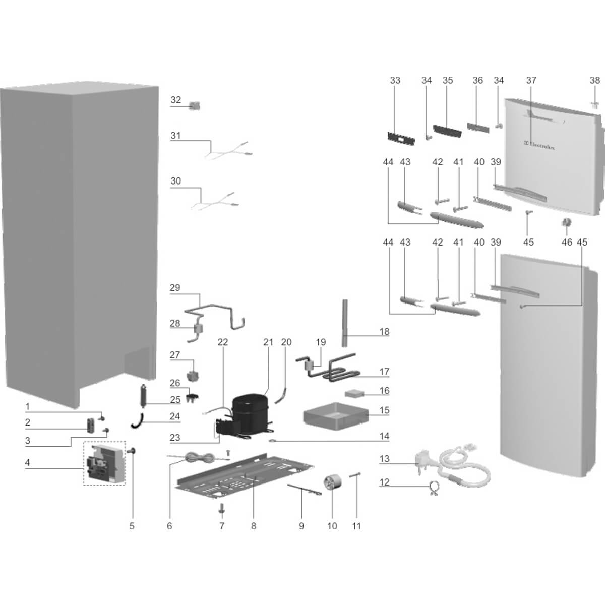 Reforço Do Puxador Para Refrigerador Electrolux DFF37 WF37 DF38 DFF40 - 72500007