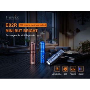 Lanterna EDC Fenix E02R Marrom - 200 Lúmens