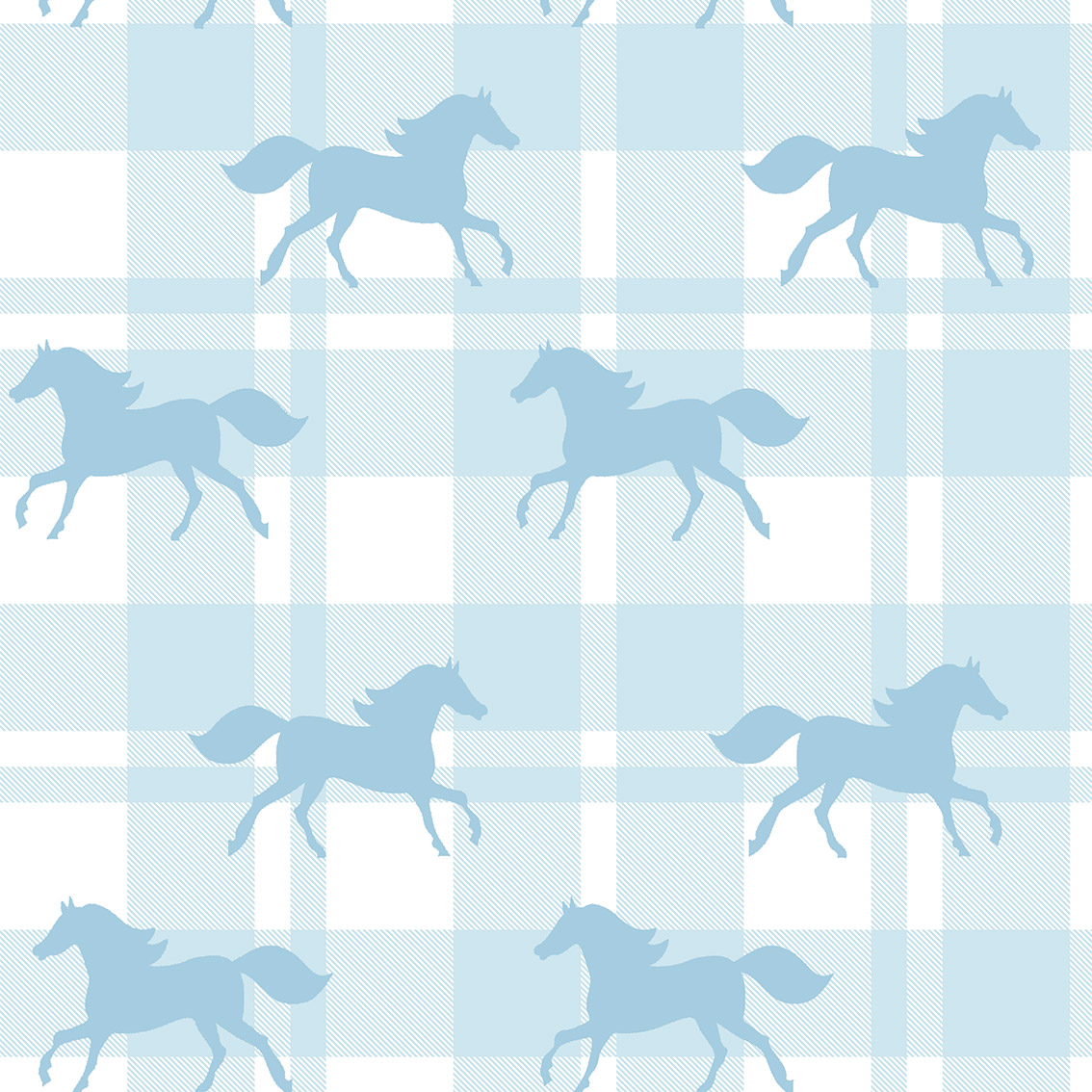 Papel de Parede Adesivo Cavalos Azul Claro Infantil ou Adulto