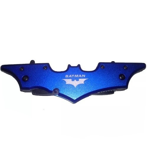 Canivete Batman Formato Morcego 2 Lâminas Azul