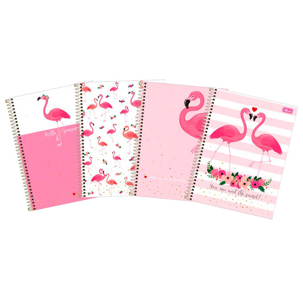 Caderno Flamingo Aloha - 10 Matérias