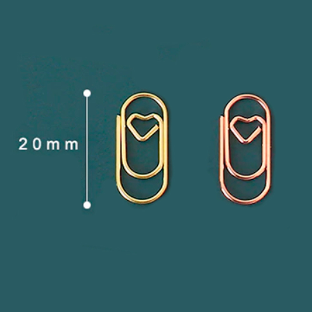 Kit com 5 Mini Clips com Coração - Rose Gold ou Dourado