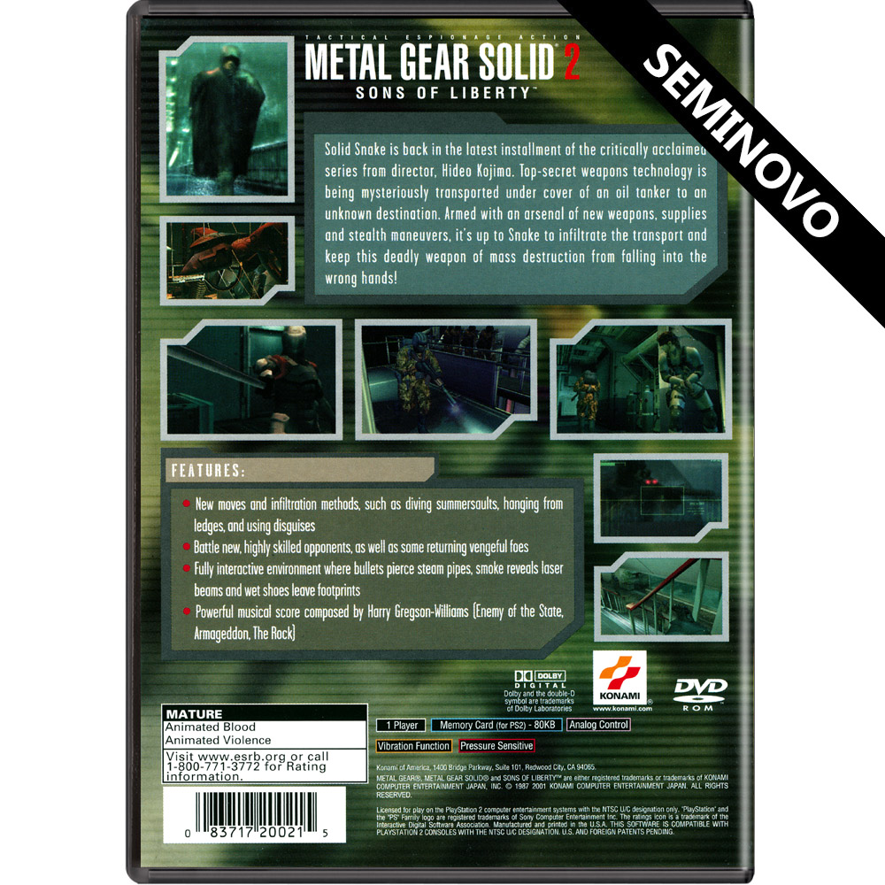 Metal Gear Solid 2 Sons of Liberty PS2 Seminovo