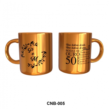 Caneca Personalizada Bodas de Ouro - Dourada - História de vida e amor - CNB-005