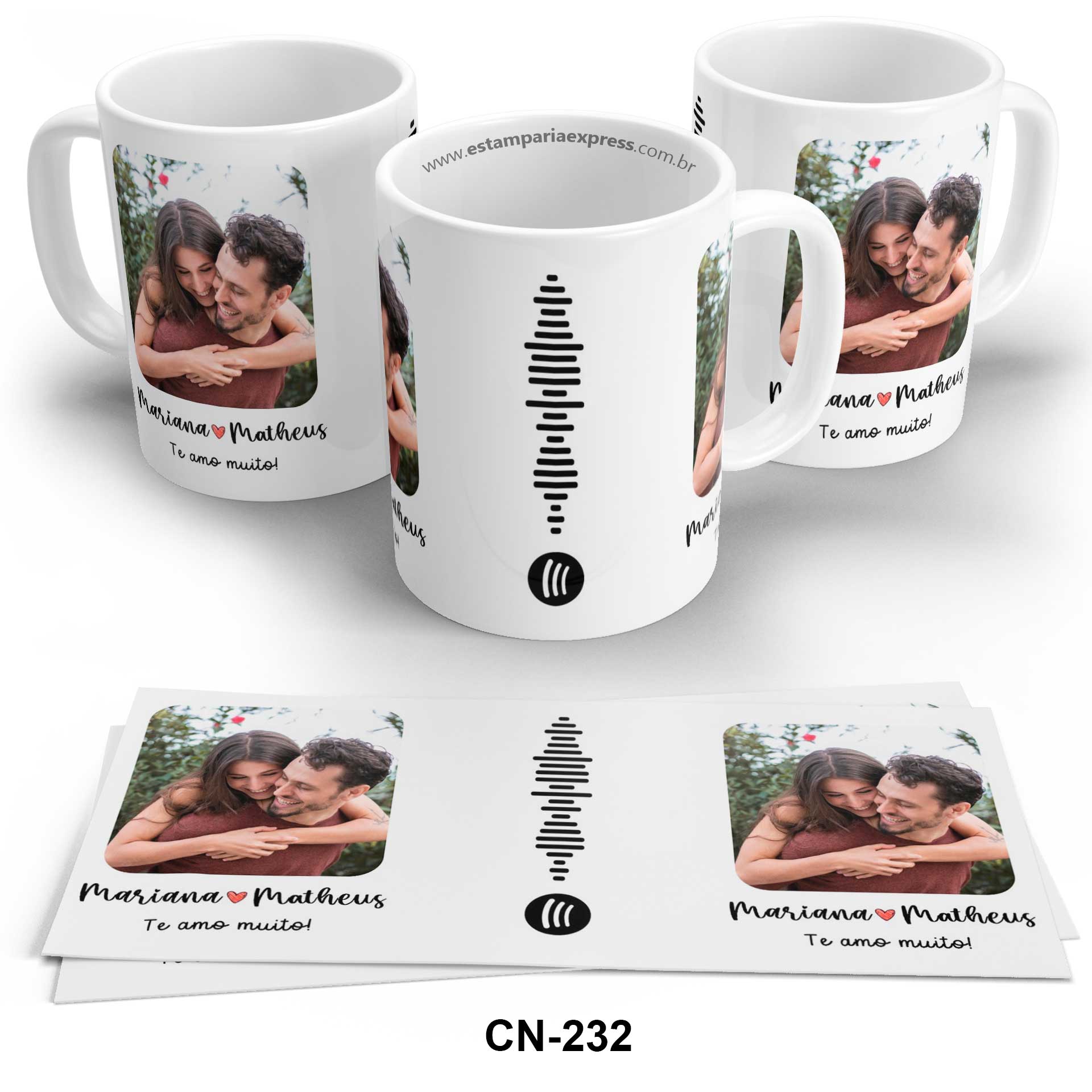 Caneca Personalizada Namorados - QR Code Música - CN-232