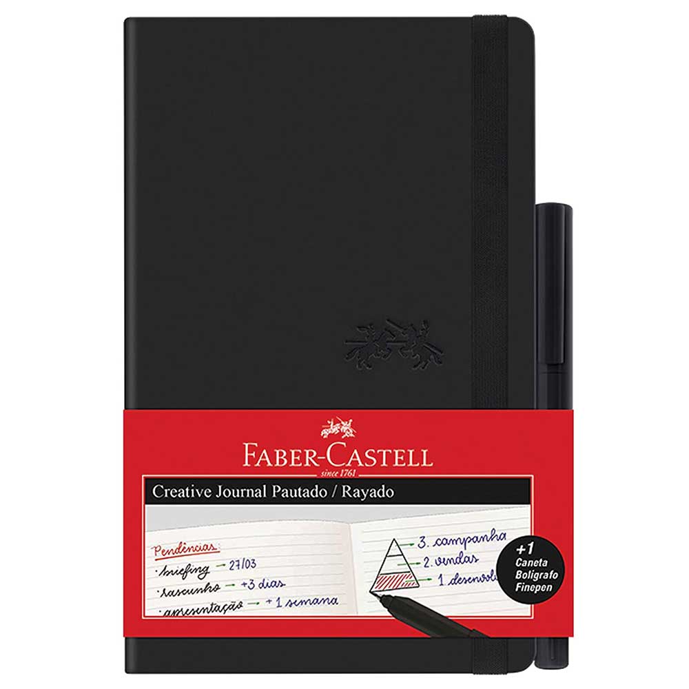 Caderno Pautado Creative Journal 84 Fls Pautado Preto + Fine Pen - Faber-Castell