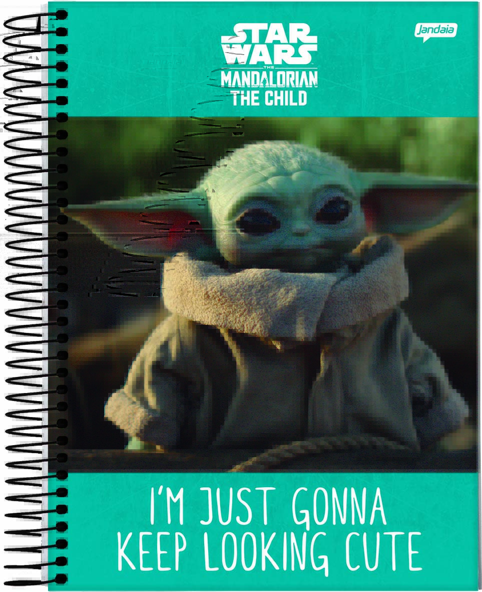 Caderno Espiral Capa Dura Universitário 1 Matéria Star Wars Baby Yoda 80fls  Jandaia