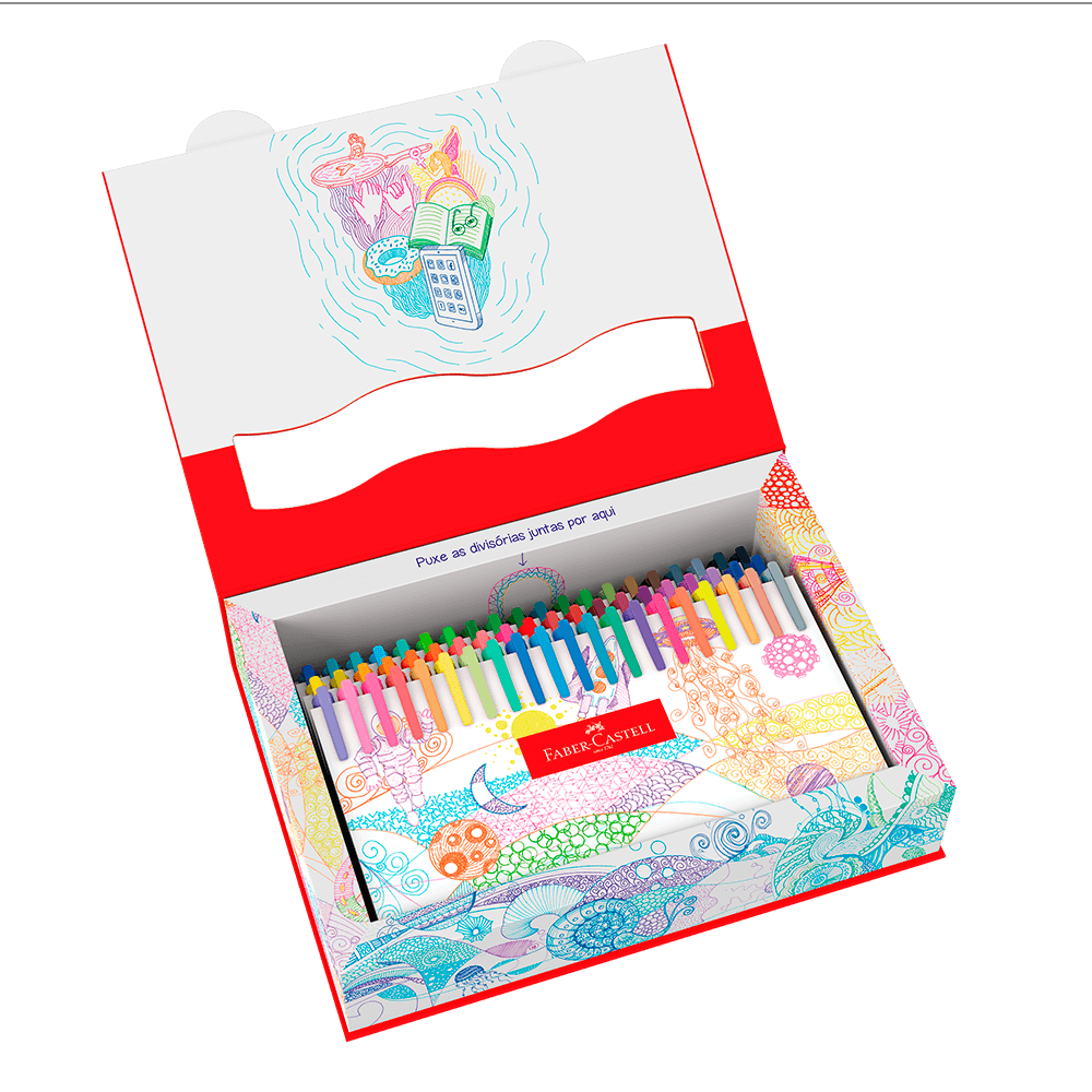 Caneta Ponta Porosa Fine Pen Colors Kit C/ 60 Cores - Faber-Castell