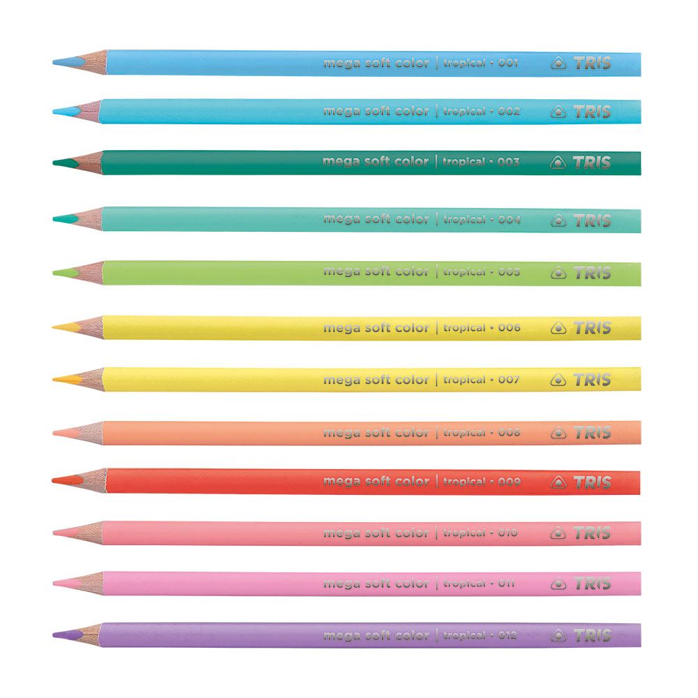 Lápis De Cor Mega Soft Color Tons Tropicais 12 Cores - TRIS