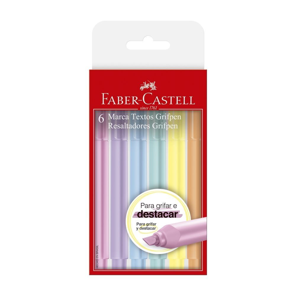 Kit Marca Texto Grifpen Pastel 6 Cores - Faber Castell