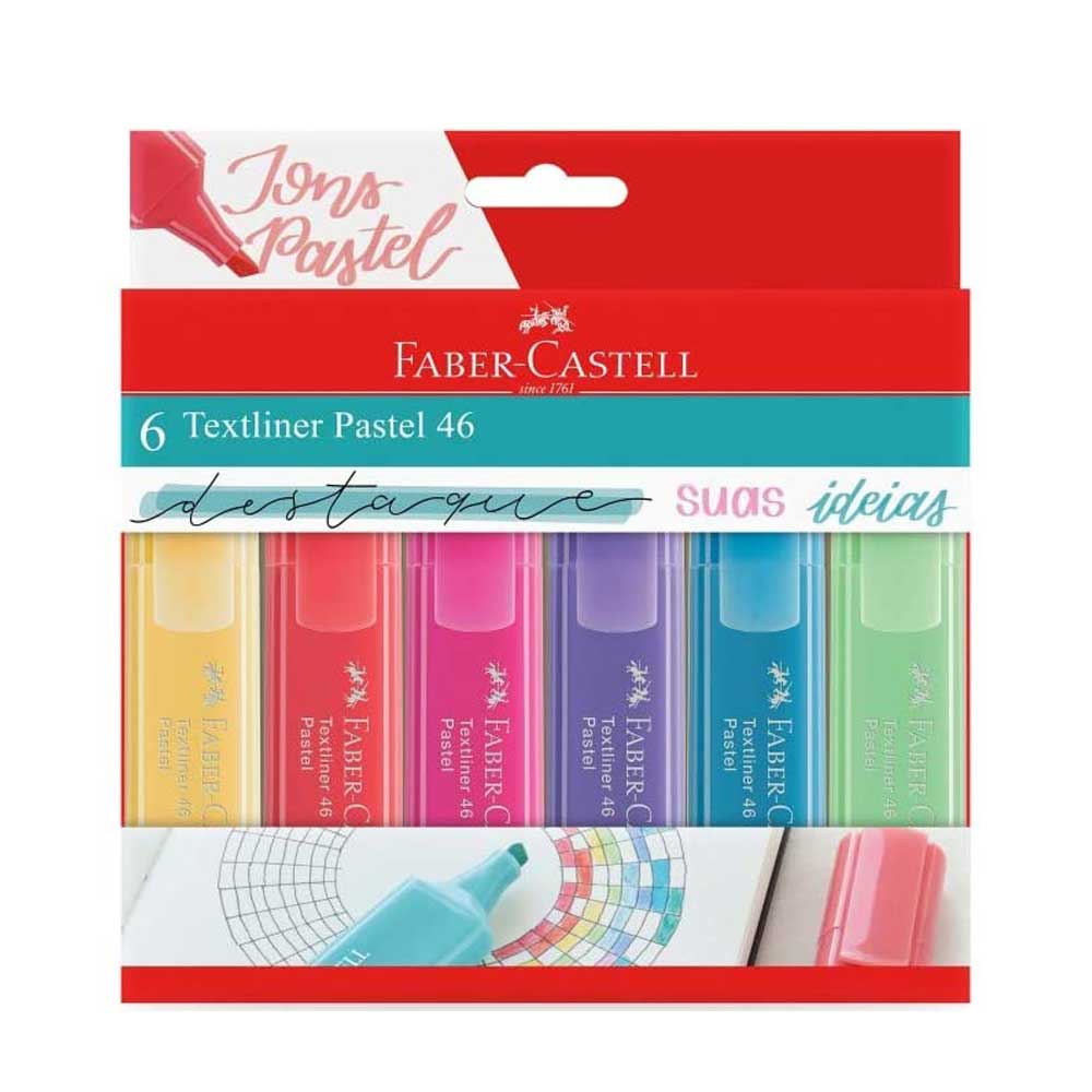 Marca Texto Pastel Textliner 46 Estojo com 6 Cores - Faber-Castell