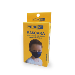 Kit 5 Máscaras Proteção Vitho Confort 50+ UV Infantil - Preto