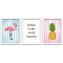 Conjunto Quadros Decorativos 3 peças 40x60 Flamingo Abacaxi