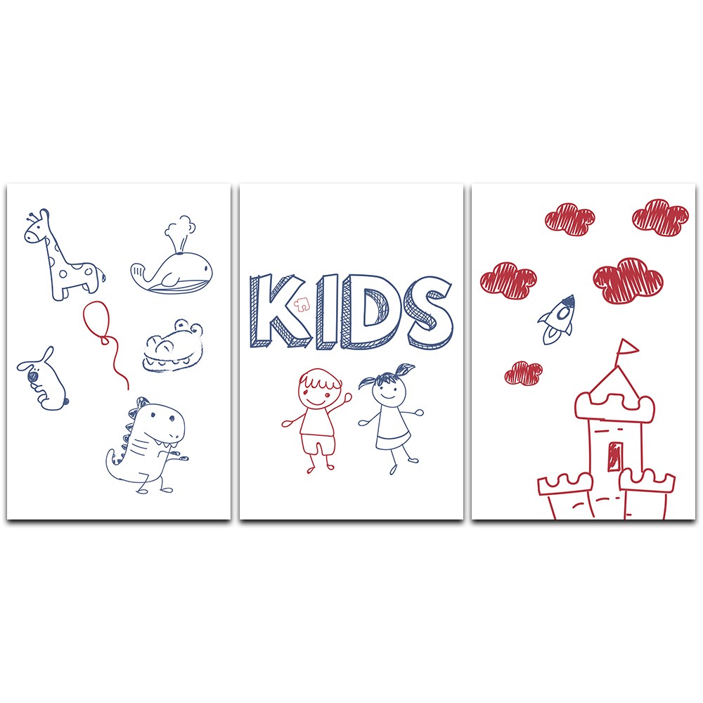 Kit Placas Quadros Decorativos 3 pçs 20x30 Infância