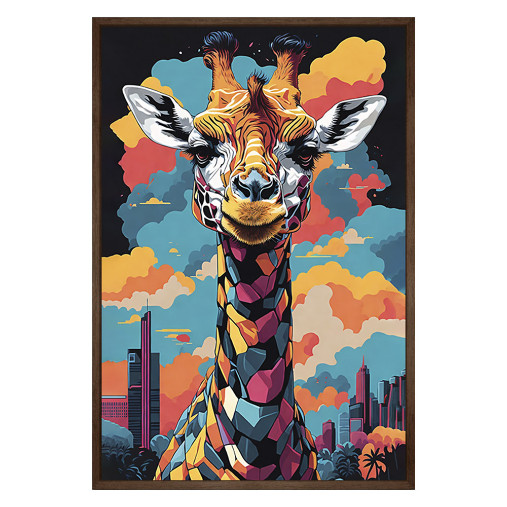 Quadro Decorativo Girafa Cores Moldura Cx Alta 40x60