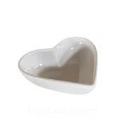 Bowl Petisqueira Coração em Cerâmica Branco - 14cm Diâmetro