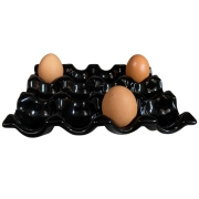 Porta Ovos De Cerâmica Decorar Cozinha Para 12 Ovos - Preto
