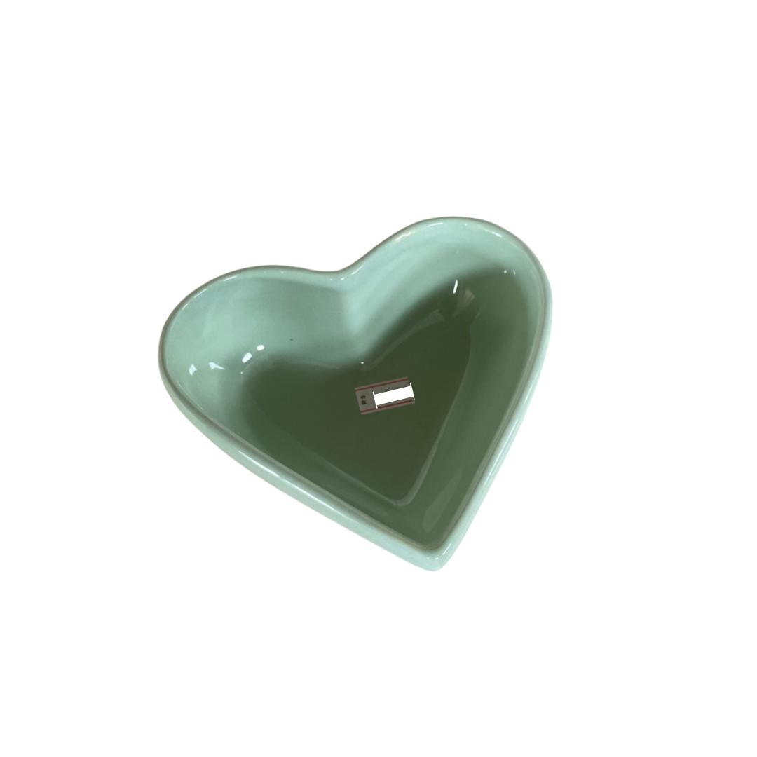 Bowl Petisqueira Coração em Cerâmica Verde Candy - 14cm Diâmetro 