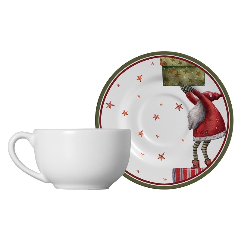 Kit 6 Xícaras de Chá Father Christmas Natal Alleanza Cerâmica