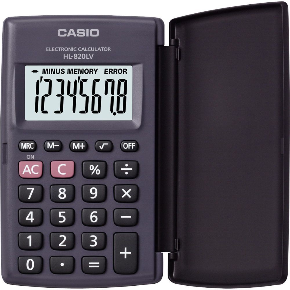 Calculadora De Bolso 8 Dígitos Casio HL820LV Preta Capa Flip