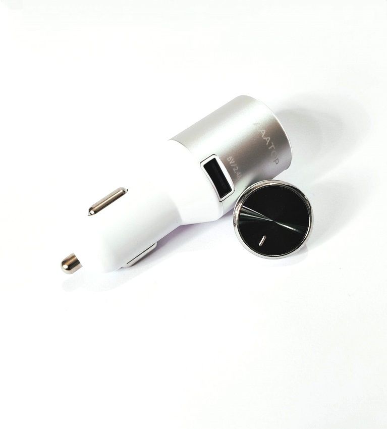 Carregador Veicular Usb + Fone De Ouvido Bluetooth X2 Branco