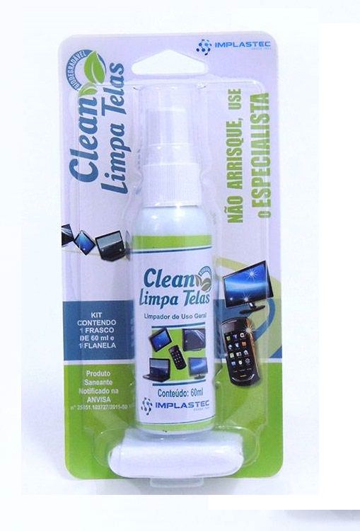 Clean Limpa Telas 60ml + Flanela Anti Risco Implastec