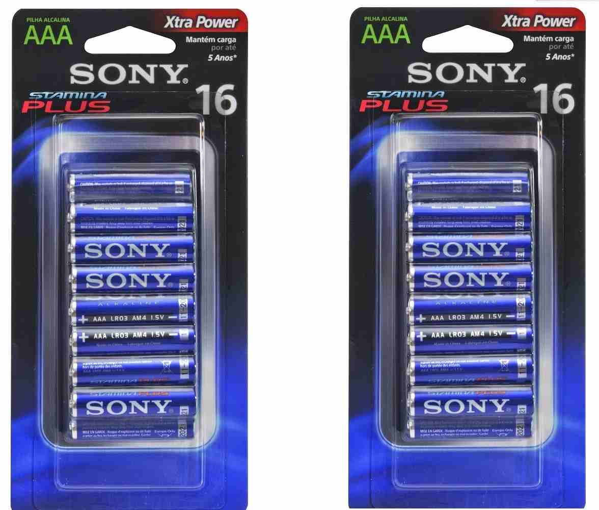 Kit Pilha Sony Alcalina AAA NC AN4-B16D 2 cartela Com 32 Unidades