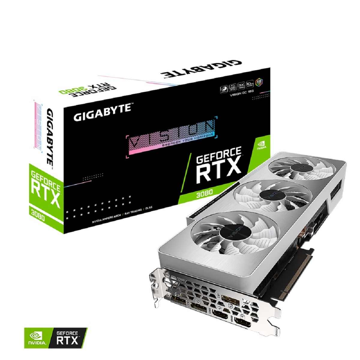 Placa de Vídeo Gigabyte GeForce RTX 3080 VISION OC 10G 10GB GDDR6X 320-bit - GV-N3080VISION OC-10GD