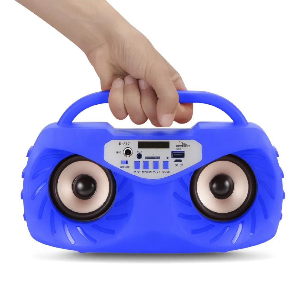 Caixa de Som Amplificada Bluetooth Portátil 20 Watts Mp3 Rádio Fm Usb Microfone - Azul D-S17