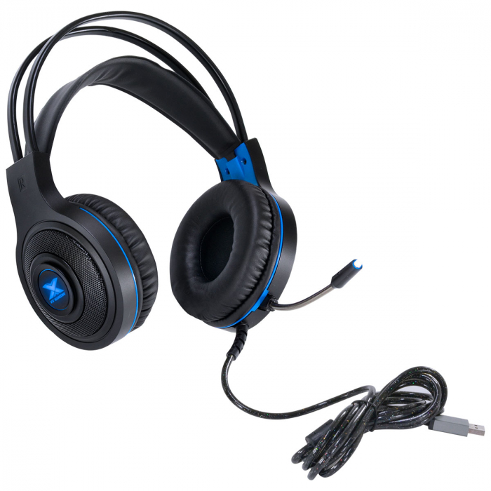 Fone Headset Gamer Vx Gaming Lugh Led Azul Usb Com Microfone Flexivel - GH300