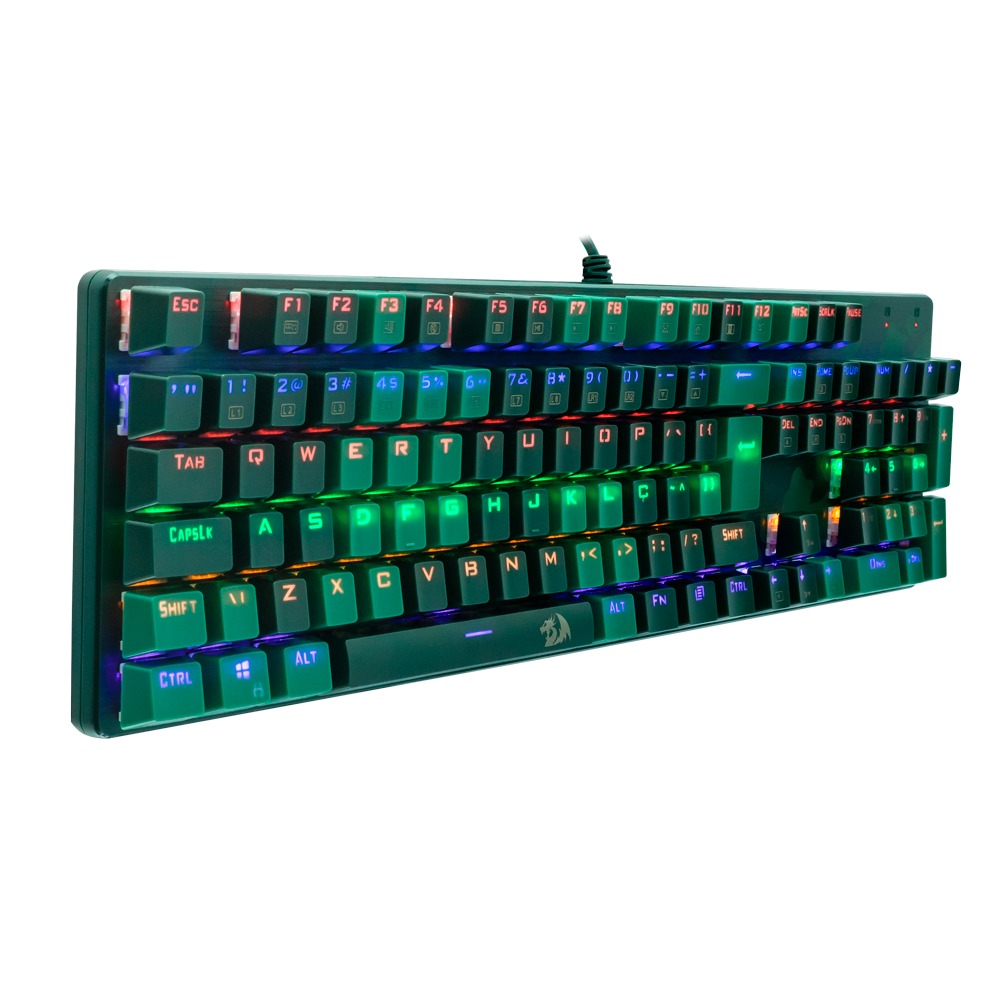 Kit Gamer Redragon S108 Dark Green - Teclado Mecânico, Rainbow, Switch Outemu Blue, ANSI + Mouse RGB Camuflado - S108