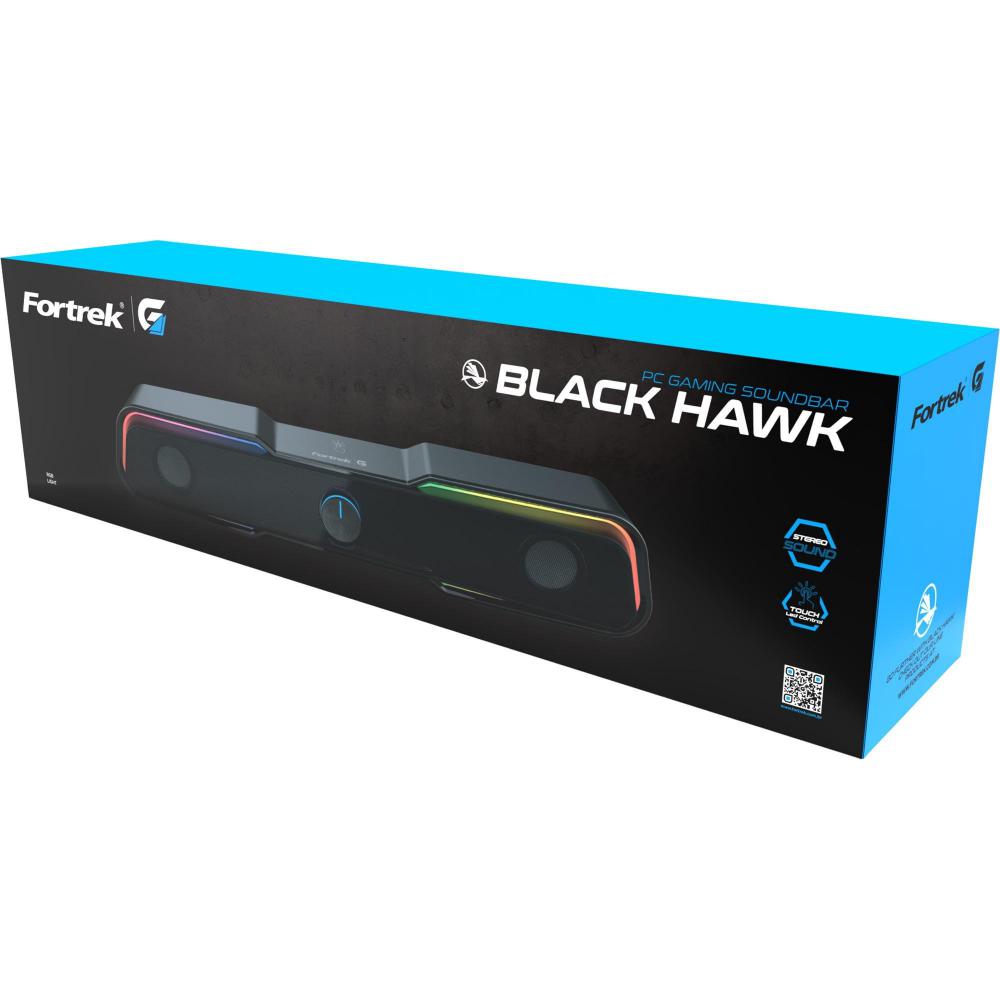 Soundbar Gamer Fortrek para PC Hawk, LED, P2, Alimentação USB, Preto