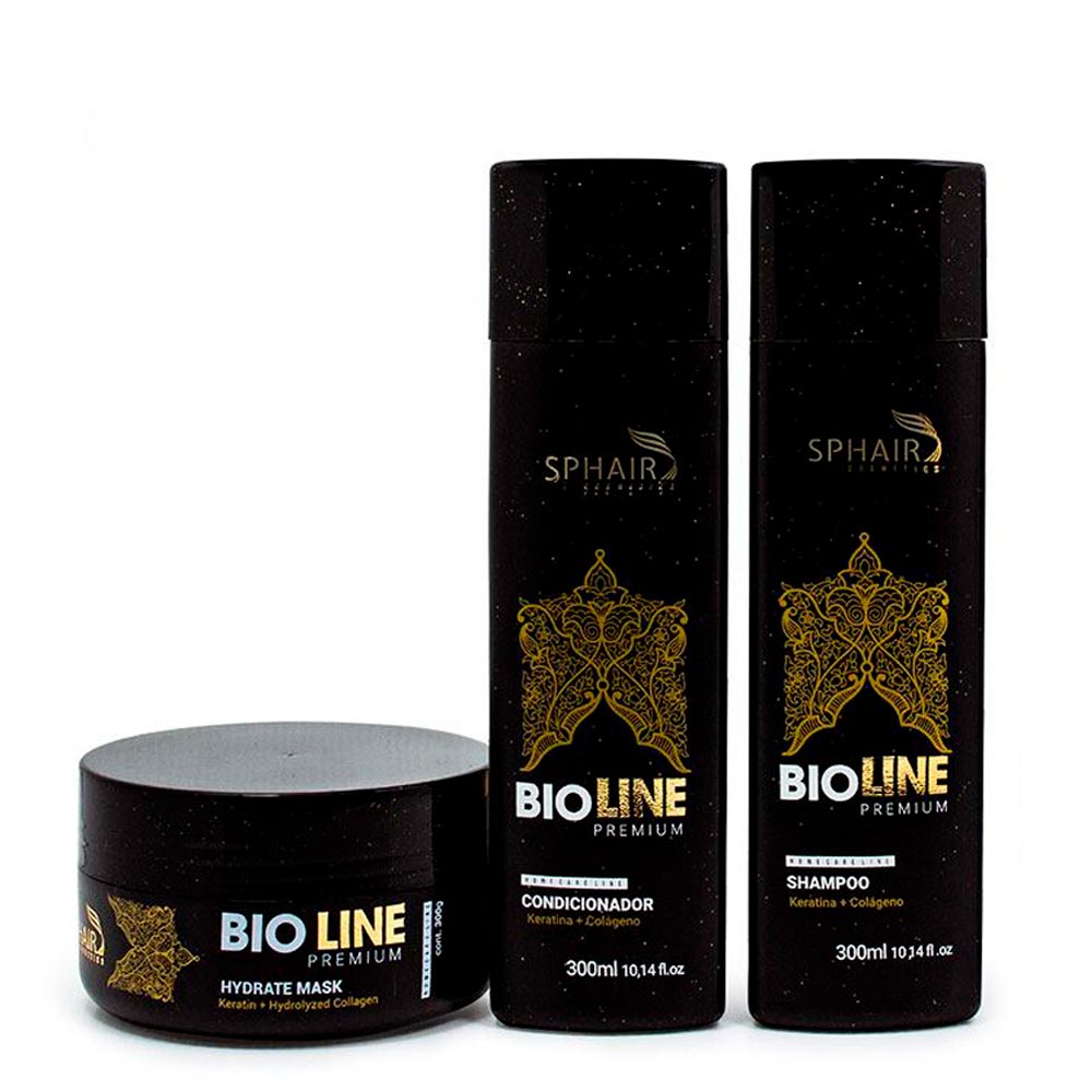 Kit Home Care Bioline Premium: Para os cabelos que precisam de um cuidado premium. Contém queratina e confere força, vida e brilho.