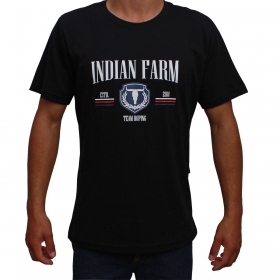 Camiseta Masculina Indian Farm Preta Estampada