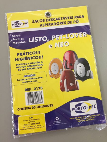 Kit Saco descartavel com 3Unidades Serve Electrolux LISTO - NEO - PET LOVER