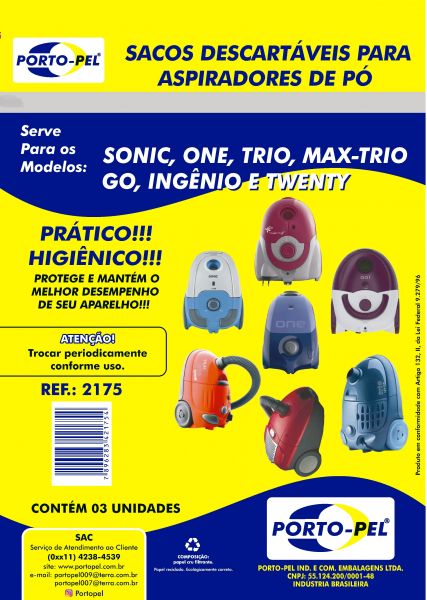 Kit Saco descartavel com 3Unidades Serve Electrolux ONE - TRIO - MAX TRIO - GO - INGENIO - TWENTY - SONIC
